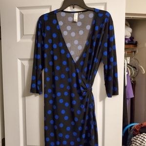 Emma and Michele blue polka dot wrap dress Large